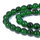 8mm Dark Green Round Glass Crackle Beads 50/Pkg