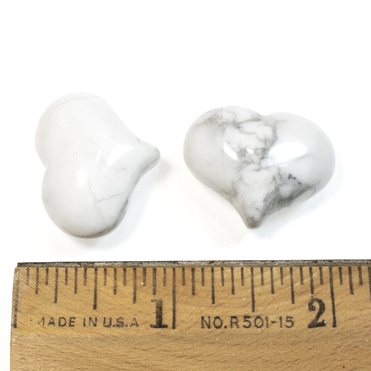 1 Pc White Howlite Heart Shaped Stone, Puffy Heart, No Hole/Undrilled