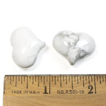 1 Pc White Howlite Heart Shaped Stone, Puffy Heart, No Hole/Undrilled