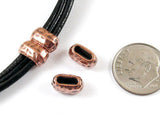 4 Copper Hammered Barrel Crimp Beads, 6x2mm Hole Size for Leather Cord Jewelry