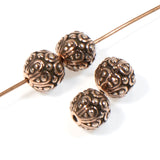 7mm Copper Casbah Round Beads, TierraCast Pewter Ornate Beads 4/Pkg