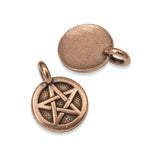 2 Copper Pentagram Charms, TierraCast Wicca Pagan Pentacle Talisman for Leather Cord