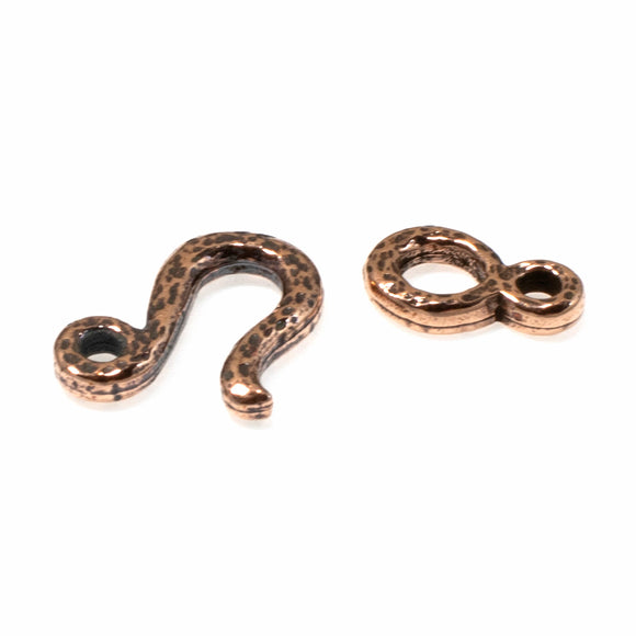 2 Sets Copper Hammered Hook & Eye Clasps, TierraCast Distressed Clasps