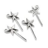 20 Silver Magic Wand Charms, Star-Topped Wand for Magical Fairytale Jewelry