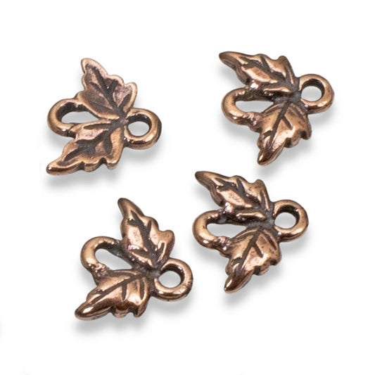 10 Copper Leaf Links, TierraCast Tiny Leaf Connectors for Handmade Jewelry