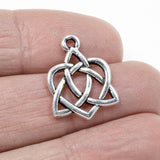 2 Silver Small Celtic Open Heart Charms, TierraCast Love Knot Pendants