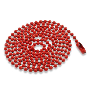 Red Coated Steel Ball Chain Necklace | #3 Dog Tag Chain | 2.4mm 30 inches