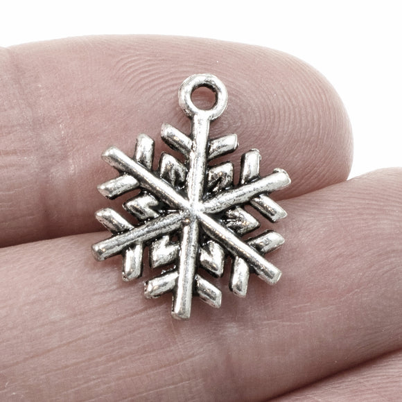 Silver Snowflake Charms, Metal Christmas Winter Holiday Charm, 20/Pkg