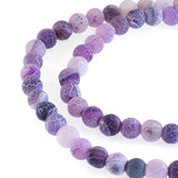 Light Purple 5mm Frosted Dragon Vein Agate Beads, Crackle Stone, 65 Pcs