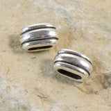 4 Silver Deco Barrel Beads, 6x2mm Hole Size, TierraCast Beads for Leather Cord