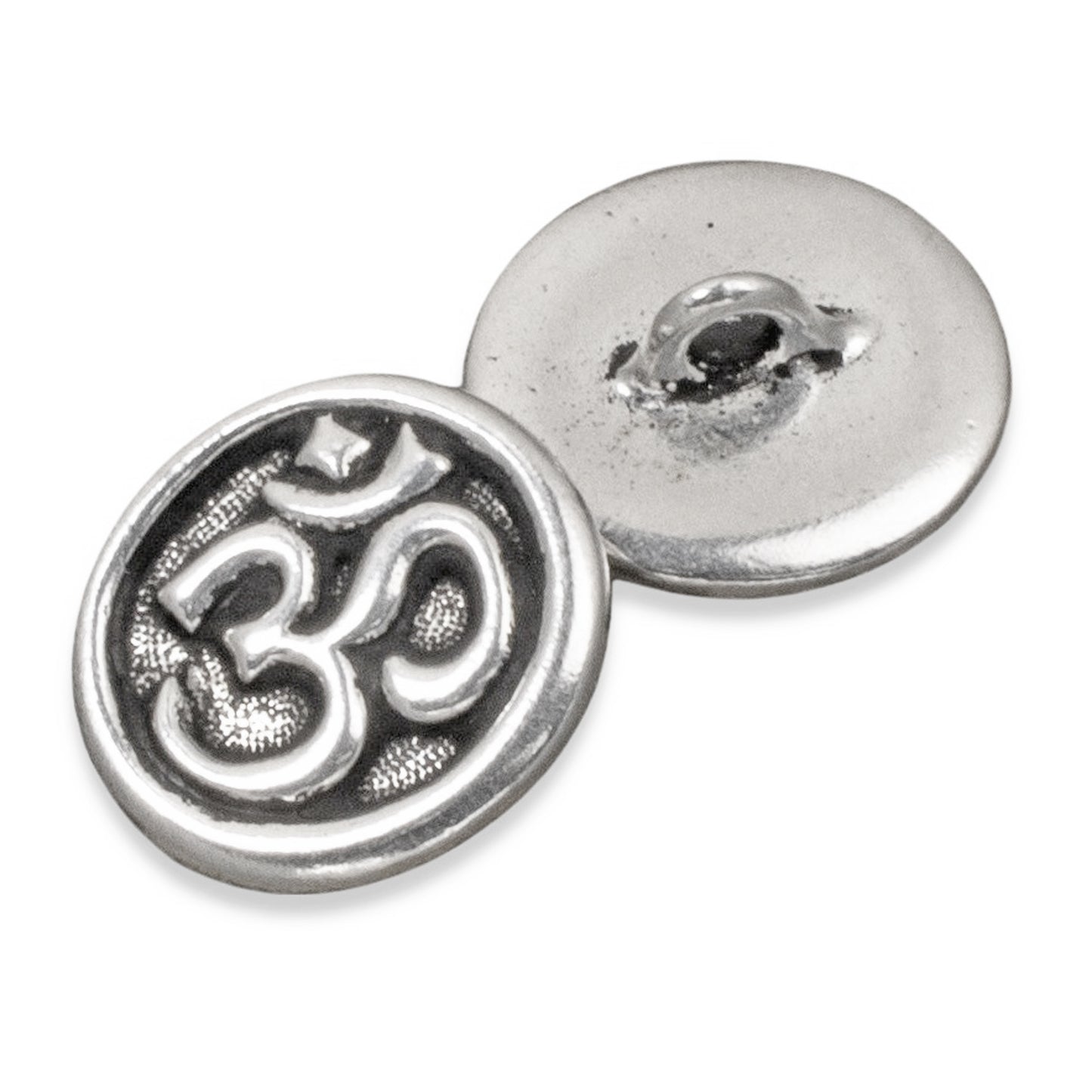 Silver Om Buttons, TierraCast Shank Ohm Symbol Leather Clasp 2/Pkg