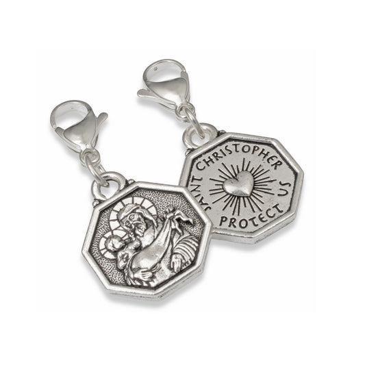 St. Christopher Charm - Silver Travel Prayer - Bag or Jewelry Accessory