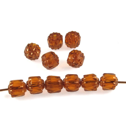 Topaz Faceted 6mm Crown Cathedral Beads, Czech Glass (25 Pieces)