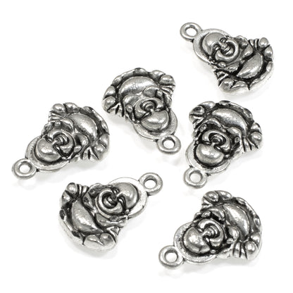 Silver Buddha Charms, Metal Double-Sided Meditation Charm 10/Pkg