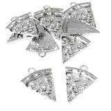 10 Silver Pizza Slice Charms, Metal Italian Fast Food Pendants for DIY Jewelry Making