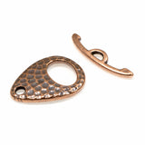 Copper Hammered Ellipse Clasp Set, TierraCast Toggle Clasps, 2 Sets