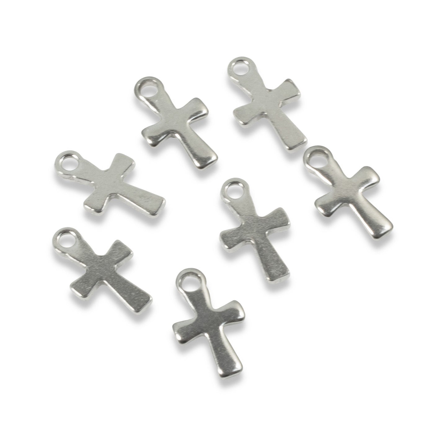 15 Stainless Steel Mini Cross Charms, Small Silver Crosses for Handmade Jewelry and Crafts