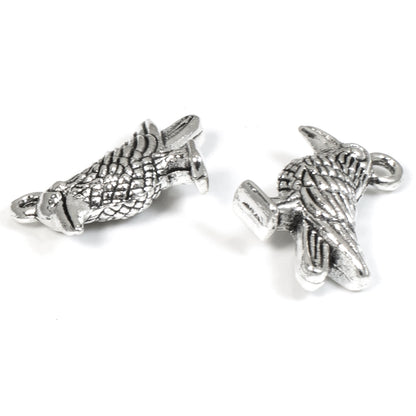 50-Pack Silver Raven Charms, Bulk Animal Bird for Jewelry Making and Crafts