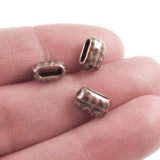 4 Copper Hammered Barrel Crimp Beads, 6x2mm Hole Size for Leather Cord Jewelry