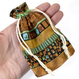 Ethnic Style Fabric Drawstring Bags, Earth Tones, Cloth Pouches (10 Pcs)