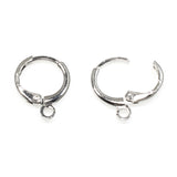 Leverback Pierced Huggie Earring With Loop, Silver Plated Brass (4 Pair)