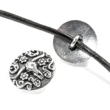 2 Silver Longhorn Buttons, TierraCast Leather Clasp, Shank Back