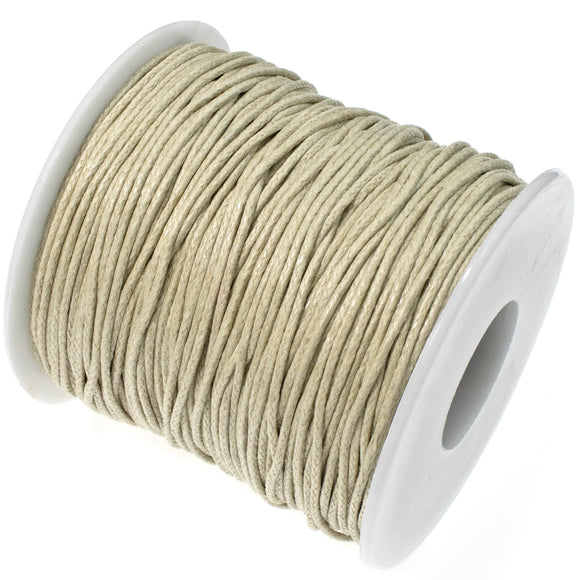 Khaki 1mm Waxed Cotton Cord, 70 Meters, Macrame, Beading String