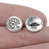 4 Silver Small Bird in a Tree Button, Shank Back, Clasp for Leather Bracelet