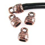 10 Copper Distressed Leather Cord Ends, 4x2mm Opening, TierraCast Crimp End Caps