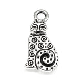 2/Pkg Silver Spiral Cat Charms, TierraCast Pewter Animal, Kitty
