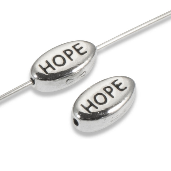 Silver Oval Hope Beads, TierraCast Pewter Inspirational Word Bead 2/Pkg