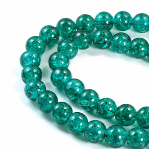 Teal Green 8mm Round Glass Crackle Beads, 50/Pkg