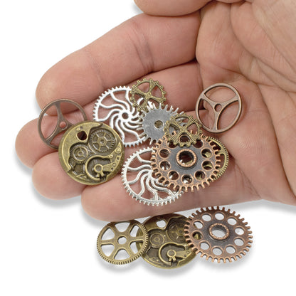 Steampunk Gear Connectors - Industrial Chic Jewelry, Crafts, Scrapbooking, Card Embellishments - 14-PC Metal Set