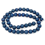 Blue Peacock Druzy Agate Beads, 8mm Round Geode Gemstone (48 Pieces)