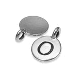 2Pc. Silver "O" Initial Charms, TierraCast Round Small Alphabet Letter