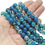 10mm Dragon Vein Agate Beads in Oceanic Aqua Blue, For DIY Jewelry & Crafts