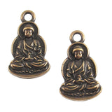 Antique Brass Sitting Buddha Charms, TierraCast Yoga Meditation Charm (2 Pieces)