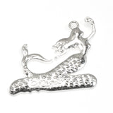 8 Silver Mermaid Pendants, Metal Beach Charms for DIY Jewelry & Crafts