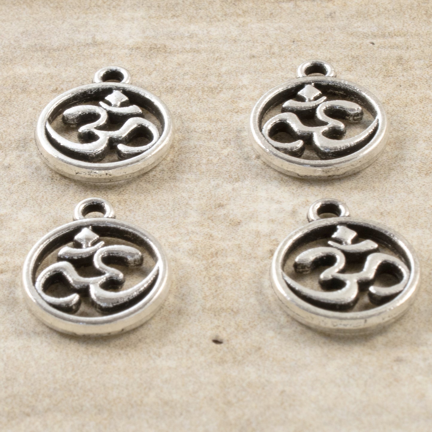 30 Om Charms - Silver Metal - Open Design - Yoga Namaste - DIY Jewelry