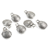 12 Silver Shell Charms, Metal Beach Ocean Summer Pendant for DIY Jewelry