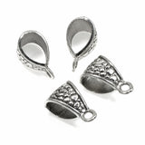 20 Silver Pebbled Necklace Bails, Metal Textured Jewelry Pendant Holders for Handmade Jewelry