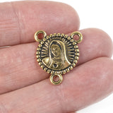 Gold Our Lady Rosary Connector, TierraCast Rose Link 2/Pkg