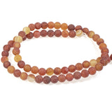 6mm Burnt Orange Frosted Dragon Vein Agate Beads, Round Stone 64Pcs/Strand
