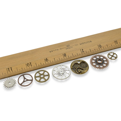 Steampunk Gear Connectors - Industrial Chic Jewelry, Crafts, Scrapbooking, Card Embellishments - 14-PC Metal Set