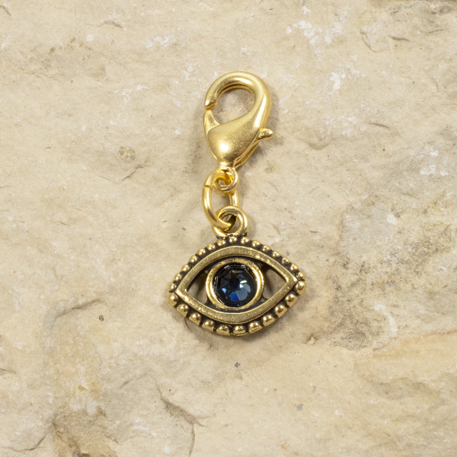 Evil Eye Clip On Charm, Gold Evil Eye Pendant, Keyring, Protect