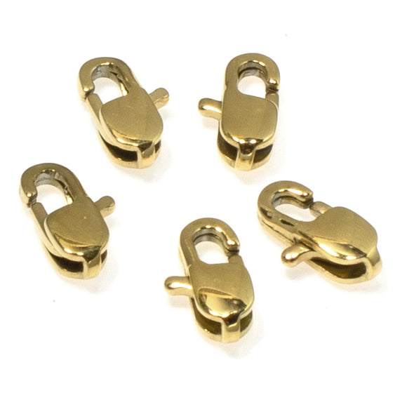 Small Oval Gold Plated Stainless Steel Lobster Claw Clasps 4x9mm 5/Pkg