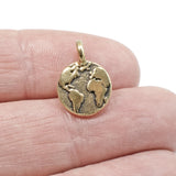Gold Earth Charms, TierraCast Round Circle Map Charm 2/Pkg