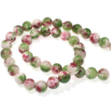 Pink & Green Jade Beads - 10mm Round - Dyed Gemstone Bead Strand - Jewelry Making