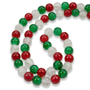 8mm Red, Green & Clear Crackle Glass Beads | Christmas Bead Mix 150/Pkg