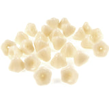 Vanilla Cream Bell Flower Beads, Czech Glass 6x8mm (25 Pieces)